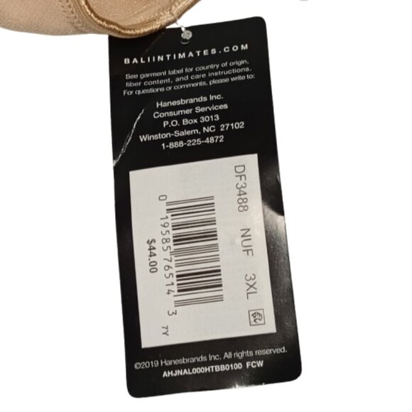 NWT Bali Comfort Revolution Wireless Bra 3XL Nude DF3488 Full Coverage - Picture 7 of 8